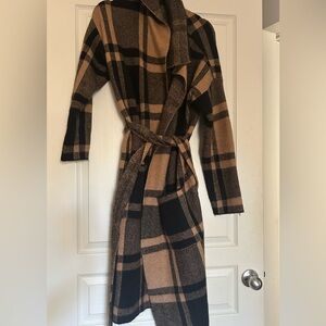 Liz Claiborne sweater robe plaid jacket M